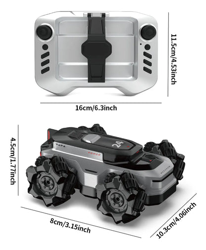 Amphibious Remote Control Car - Waterproof RC Stunt Car for Kids with 360° Spins, 50 Min Batteries,High-Speed, All-Terrain, One car with two kinds of wheels make more fun