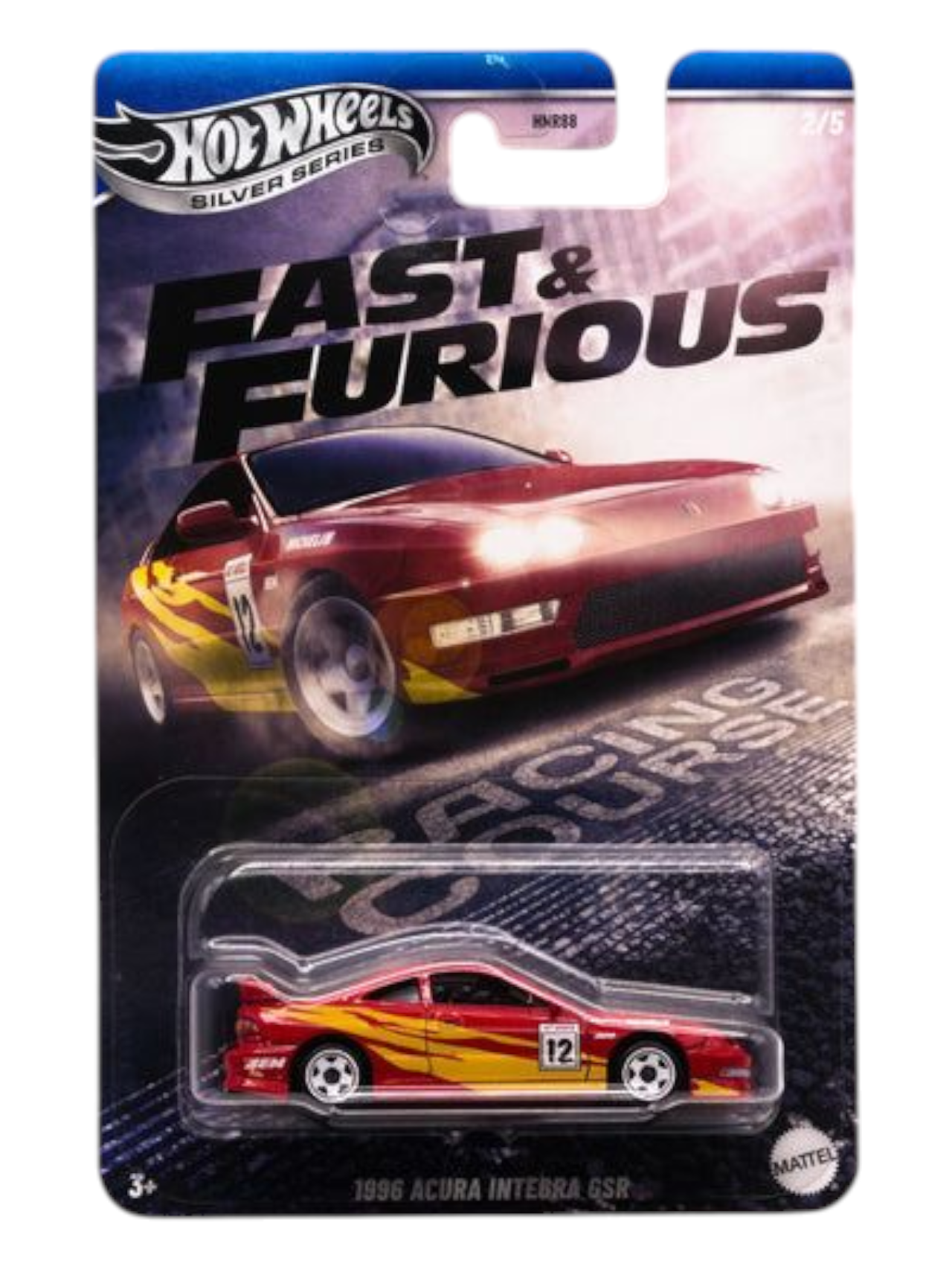 HotWheels Silver Series Fast and Furious Racing Course 1996 Acura Integra GSR Imported Mainline Card Art 1:64 Scale