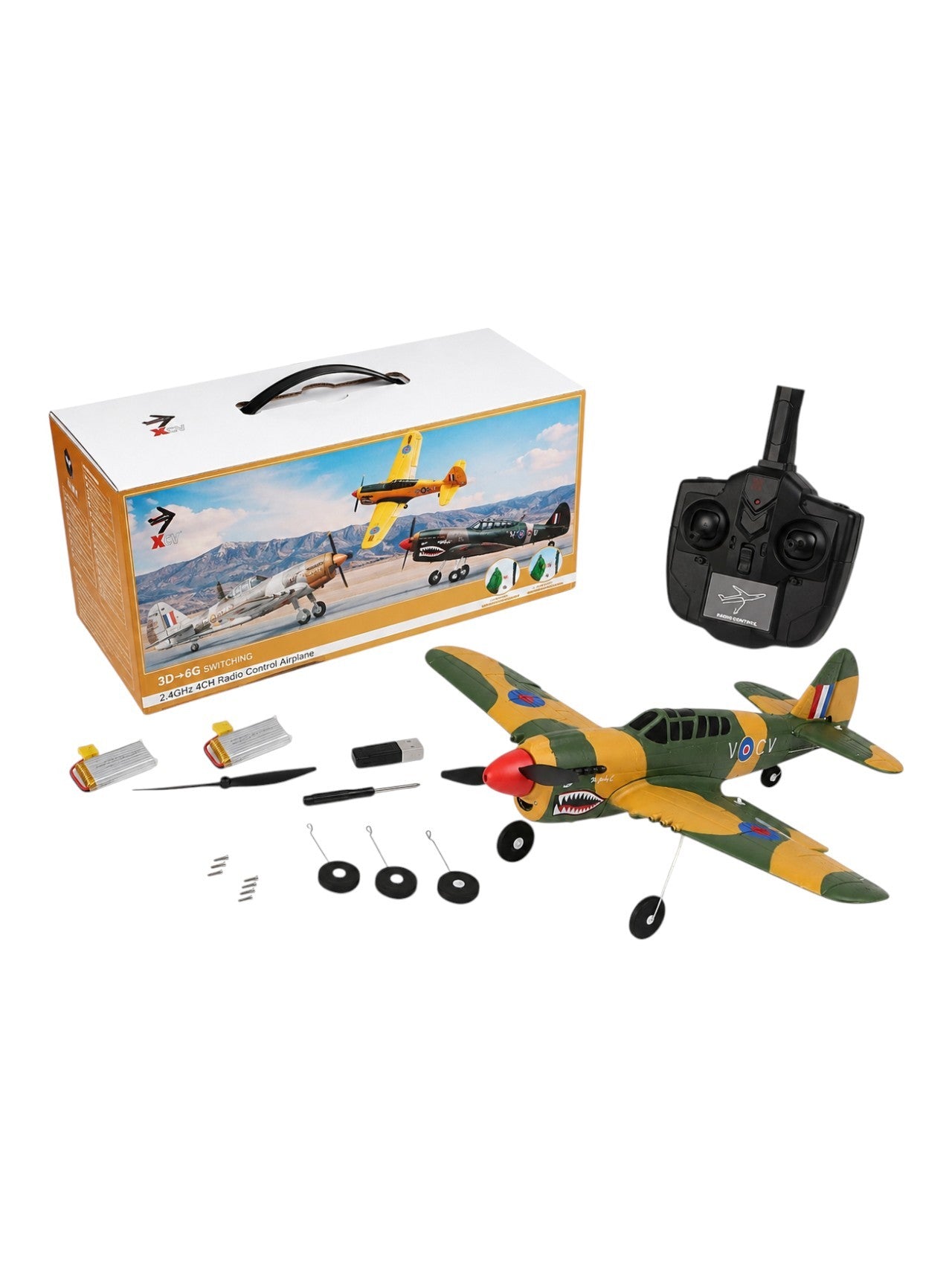XK 2.4GHz 4CH RC P-40 Fighter Aircraft – 3D/6G Switchable, 6-Axis Gyro Stabilization, Beginner-Friendly, Aerobatic Flight & High-Altitude Flying (approximately 500 feet)