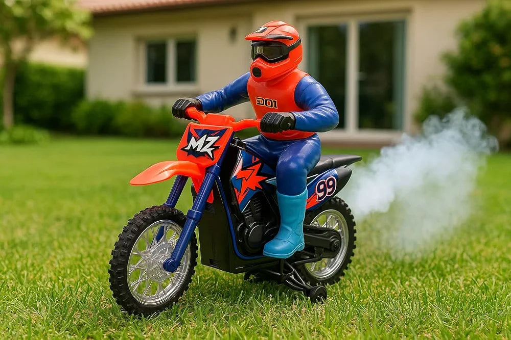 Crazon 333 RC Smoking Remote Control Motorcycle 2.4GHz 4ch Channel, LED Light, Flexible Turns High Speed With Full Spring Suspension