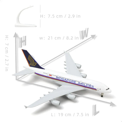 Aircraft Singapore Airlines A380 Airbus 9V-SKA Diecast Airplane (No.307) Model 22cm" Scale  Display Stand With Landing Wheels