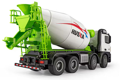 Huina Toys 1537 Concrete Mixer Truck 12 Function 2.4GHz Remote control (RC) Construction Vehicle with Rotating Drum, LED Lights & Rechargeable Battery 1:14 Scale
