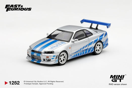 PRE ORDER Mini GT 1252-BL Nissan Skyline GT-R C-West "2 Fast 2 Furious" Brian O'Conner / Blister Packaging – 1:64 (Pre-Order Dispatch Mar.2027 )