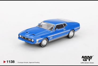 Mini GT Ford Mustang Mach 1 Grabber Blue (No.1138) 1:64 Scale