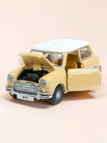 TINY PANTONE Mini Cooper Diecast Model Car – Classic Cream Beige Mini | Vintage Collectible Toy with Display Box 1:50 Scale