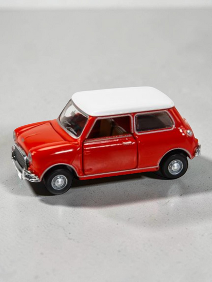 TINY PANTONE Mini Cooper Diecast Model Car – Classic Red Mini | Vintage Collectible Toy with Display Box 1:50 Scale