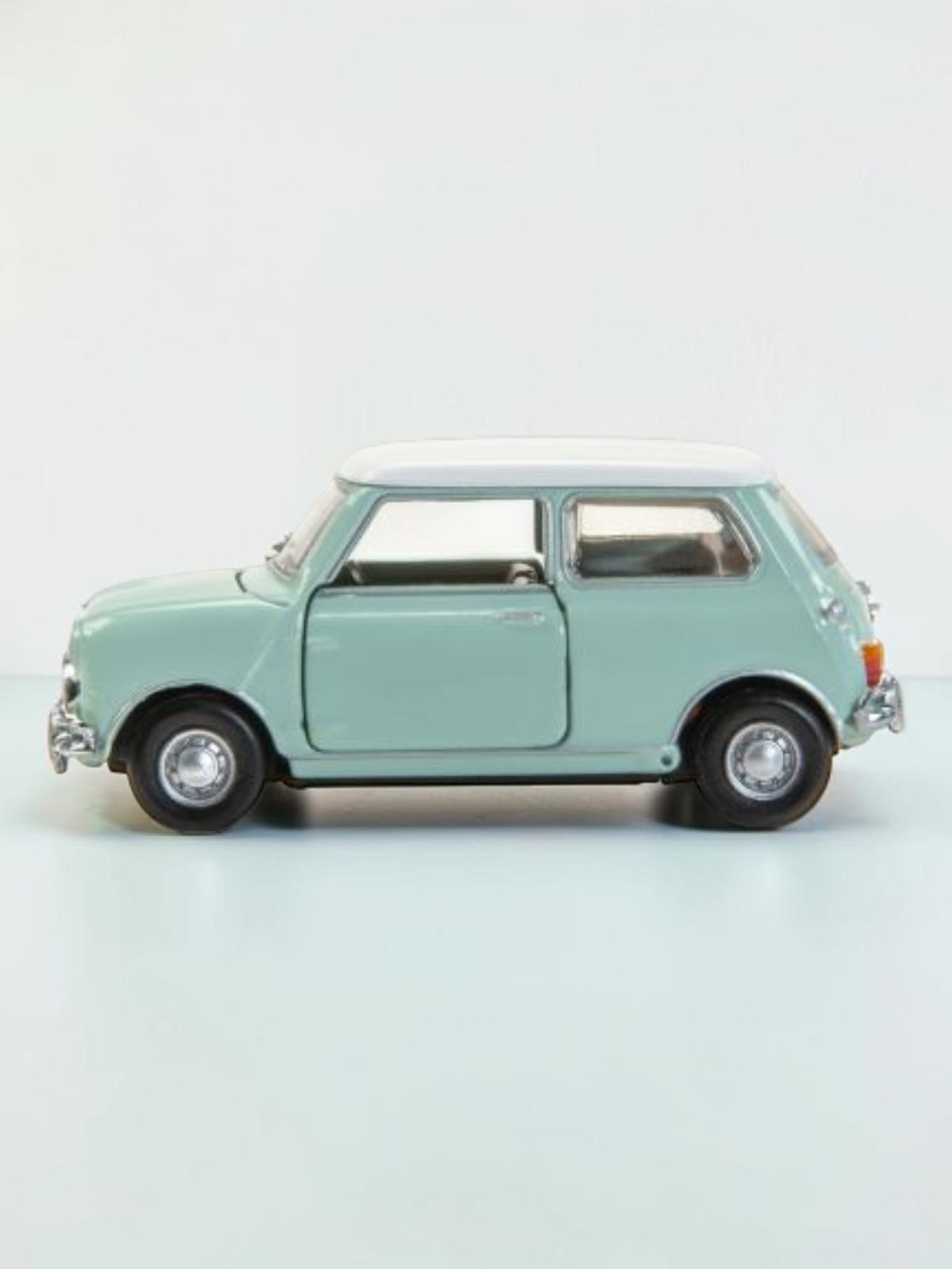 TINY PANTONE Mini Cooper Diecast Model Car – Classic Mint Green Mini | Vintage Collectible Toy with Display Box 1:50 Scale