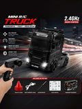 LD RTR Mini RC Truck – Black 2.4GHz Remote Control Racing Truck with Headlamp & Chassis Light 1:64 Scale