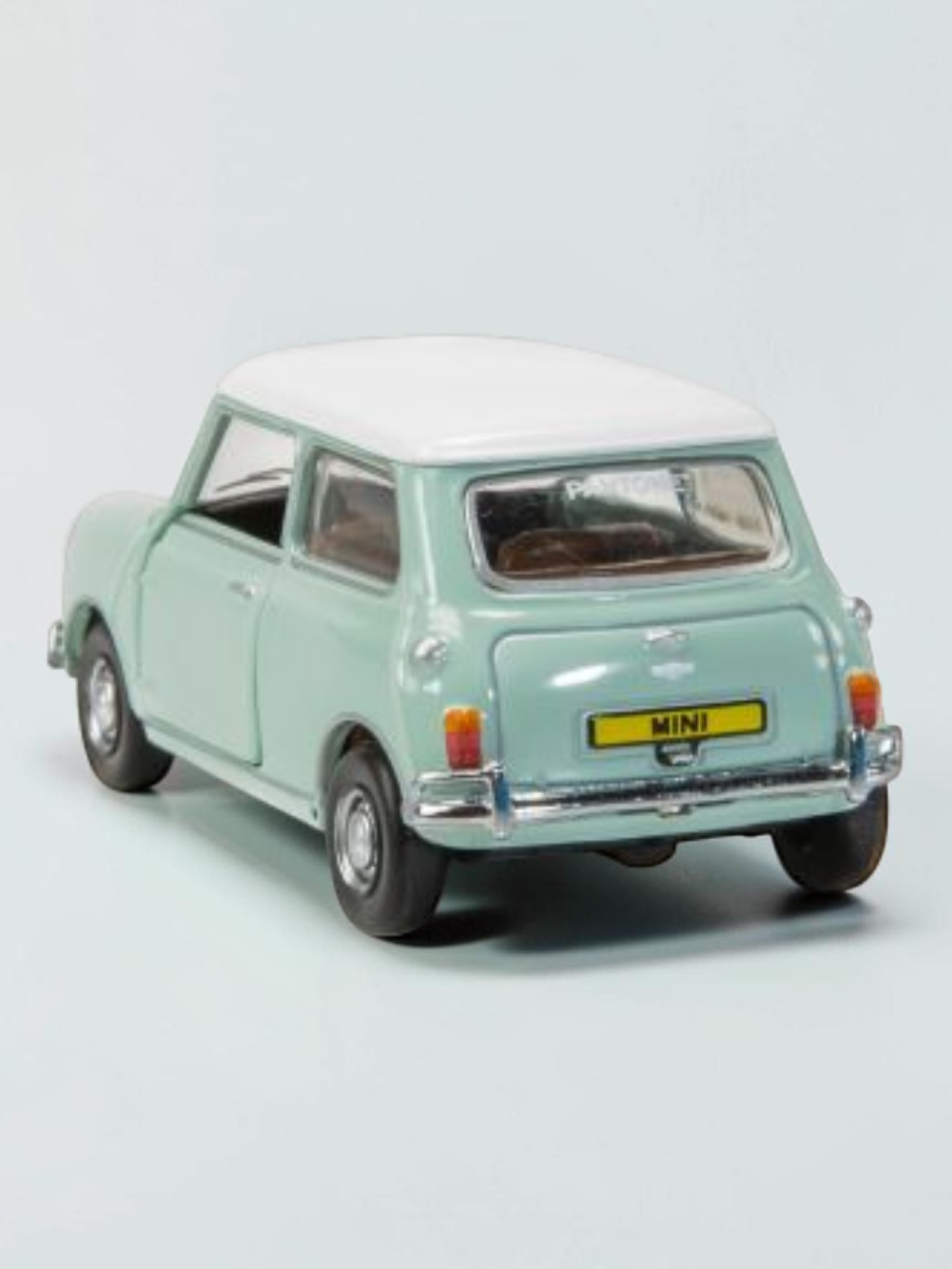 TINY PANTONE Mini Cooper Diecast Model Car – Classic Mint Green Mini | Vintage Collectible Toy with Display Box 1:50 Scale