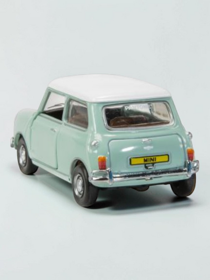 TINY PANTONE Mini Cooper Diecast Model Car – Classic Mint Green Mini | Vintage Collectible Toy with Display Box 1:50 Scale