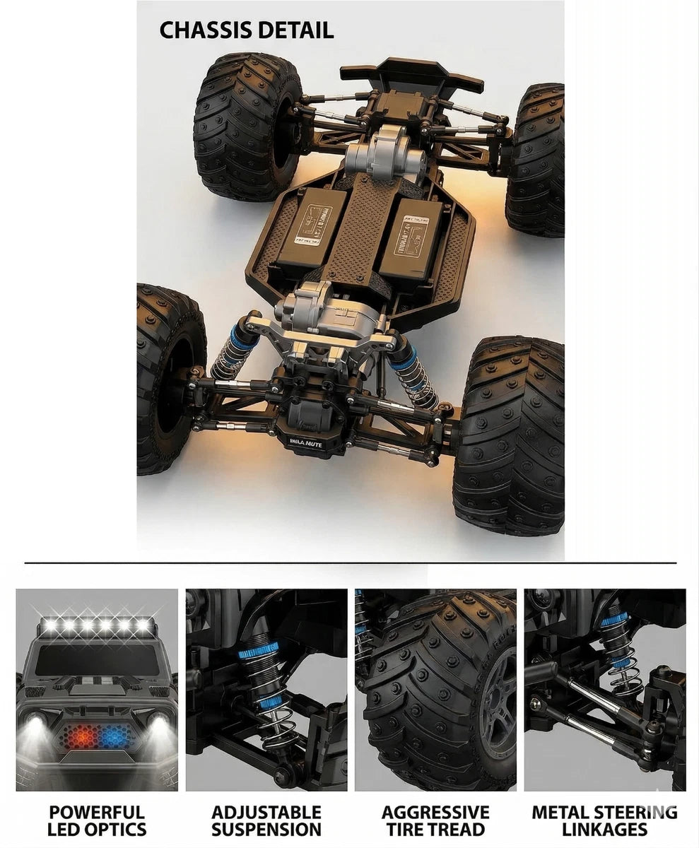 Wild DRIVE 1:18 Scale Wild Drive Off-Road RC Car | 35+ KM/H | 2.4GHz| Full Function 4WD | High-Traction Tires | LED Lights Remote Control Car R/C