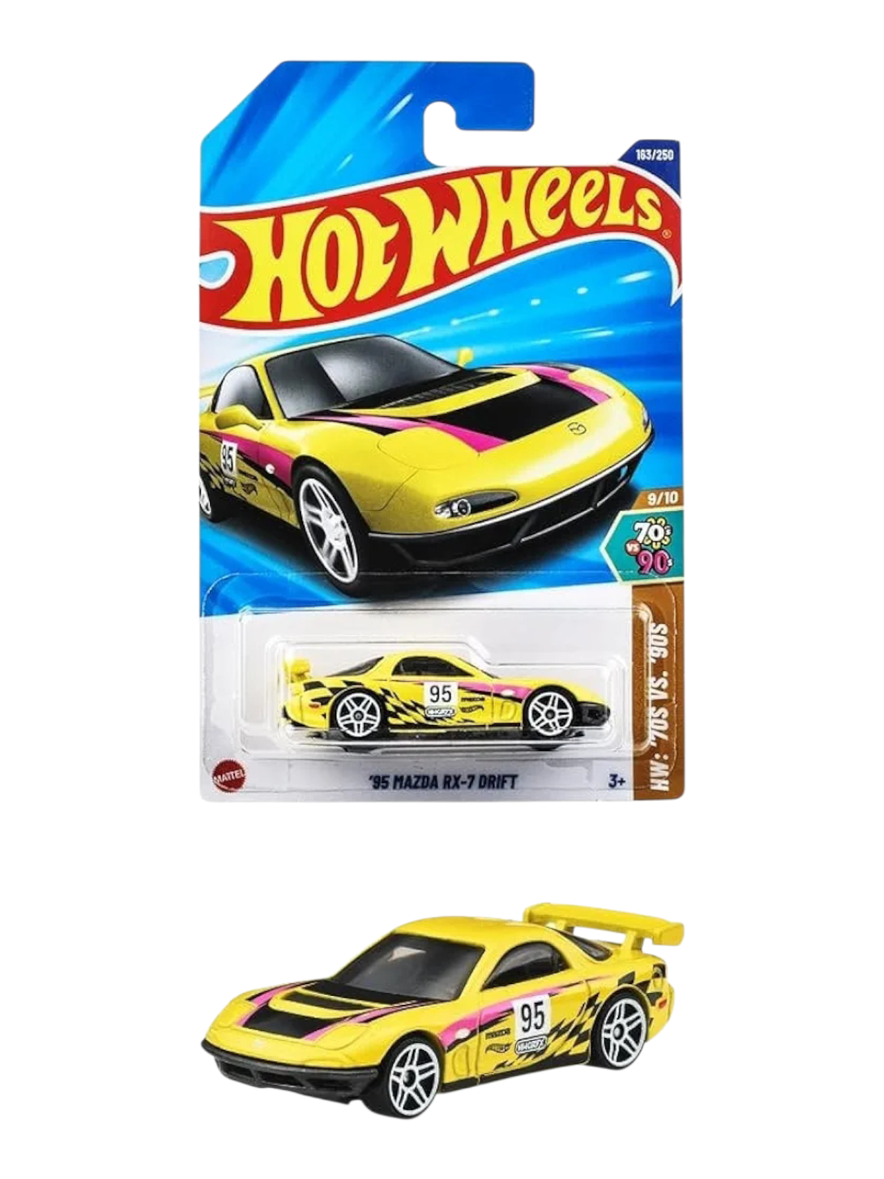 HotWheels '95 mazda rx-7 drift Imported Mainline 1:64 Scale HYY95-N7C5