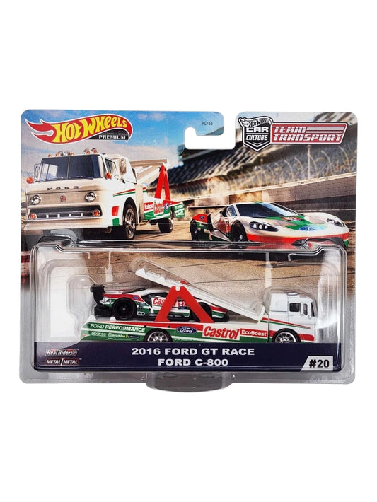 HotWheels Team Transport 2016 Ford GT Race & Ford C-800 Imported 1:64 Scale