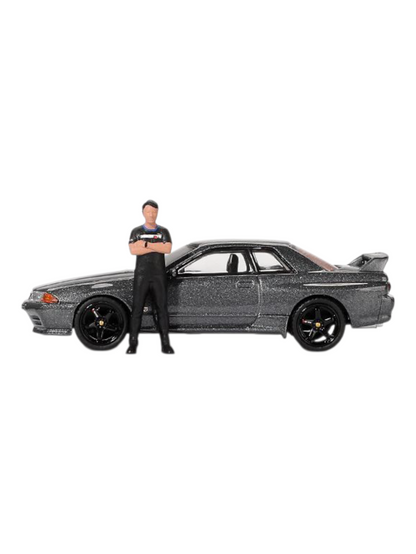 Mini GT Nissan Skyline GT-R (R32) Gunmetal W/ Matsuda Figure Code-869 1:64 Scale