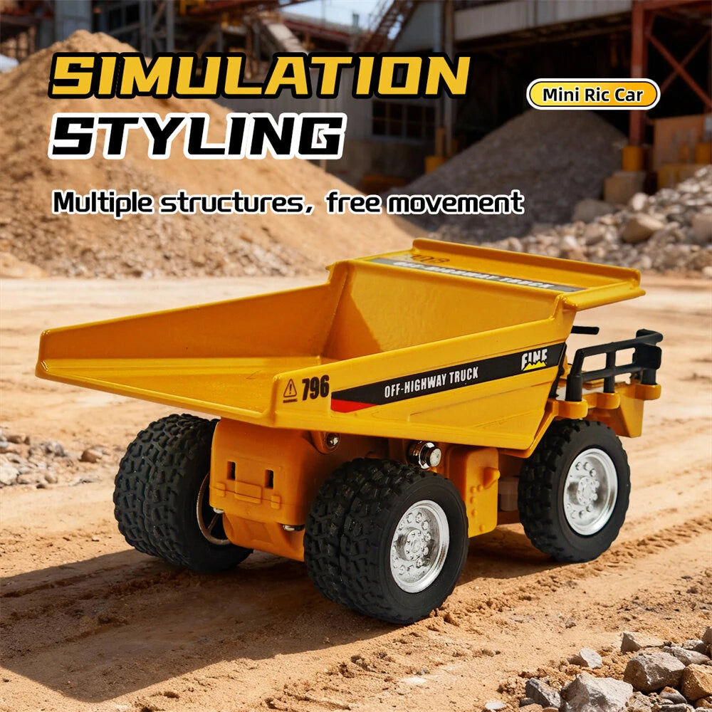 Engineering  Remote Control (RC) Construction Dumper Truck Speed  Regulating Alloy Model 1:64 Scale