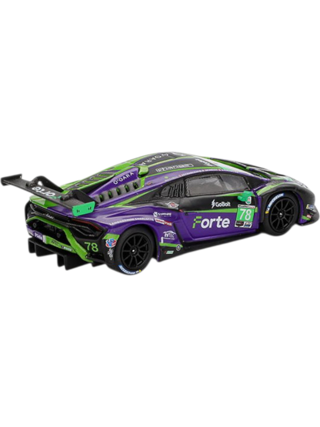 Mini GT code-1062 Lamborghini Huracán GT3 EVO2 #78 Forte Racing 2024 IMSA Daytona 24 Hrs 1:64 Scale