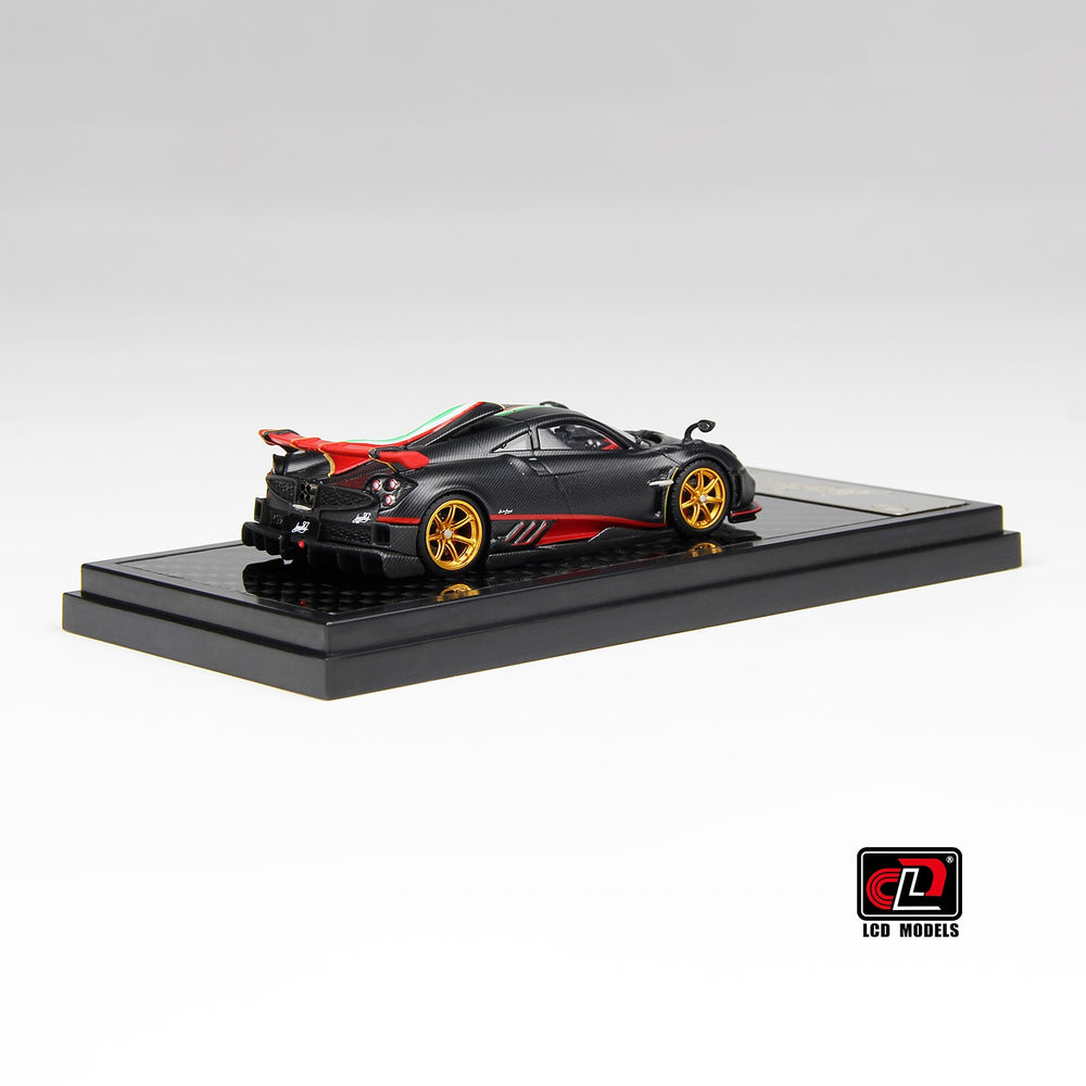 LCD Models Pagani Imola Coupe Imported 1:64 Scale (Code-LCD64041-MBCI) Matte Black Carbon With Italian Flag