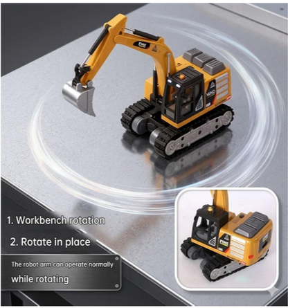 Mini Alloy RC Crawler Excavator with 2.4GHz Remote & App Control, LED Lights, Speed Adjustment, 2WD & Rechargeable Battery 1:64 Scale