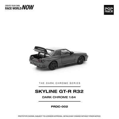 (PRDC002) POP RACE R32 GT-R DARK CHROME Diecast Model 1:64 Scale