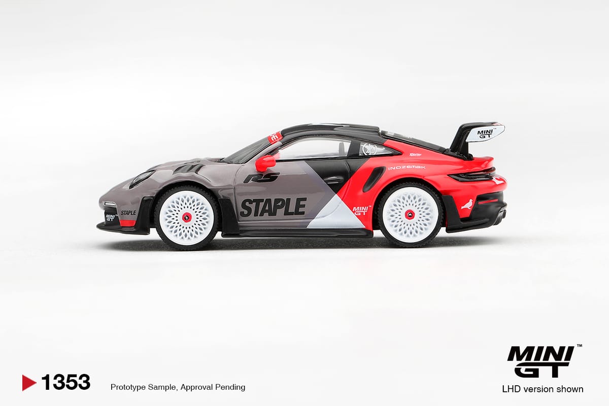 PRE-ORDER Mini GT. 1353 PORSCHE 911 GT3 RS STAPLE X INOZETEK Diecast Model 1:64 Scale Box / Blister (ETA- May 2027)