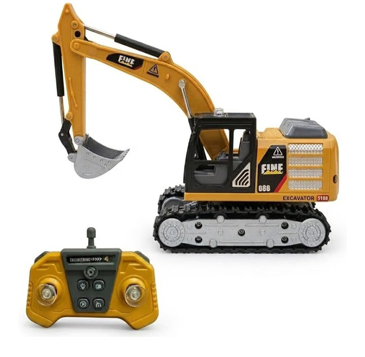 Mini Alloy RC Crawler Excavator with 2.4GHz Remote & App Control, LED Lights, Speed Adjustment, 2WD & Rechargeable Battery 1:64 Scale