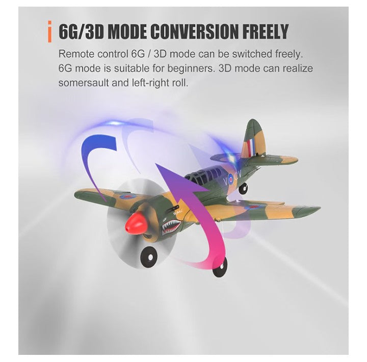 XK 2.4GHz 4CH RC P-40 Fighter Aircraft – 3D/6G Switchable, 6-Axis Gyro Stabilization, Beginner-Friendly, Aerobatic Flight & High-Altitude Flying (approximately 500 feet)