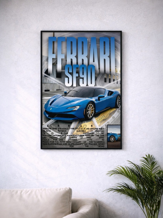 FERRARI SF90 STRADALE | HYBRID SUPERCAR #28|CAR POSTER (A4 Size)