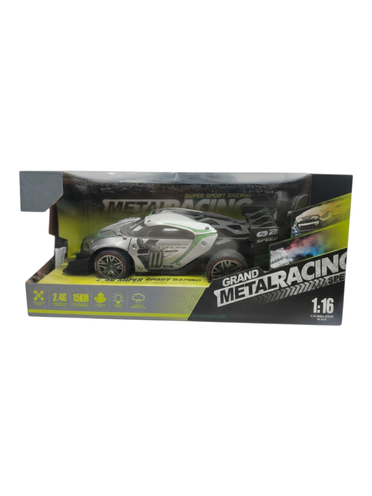 Metal Racing 1:16 Scale RC Metal Racing Car | 2.4GHz Remote Control, 15KM/H High-Speed Sports Car with LED Lights, Drift Function & Shock Absorbers