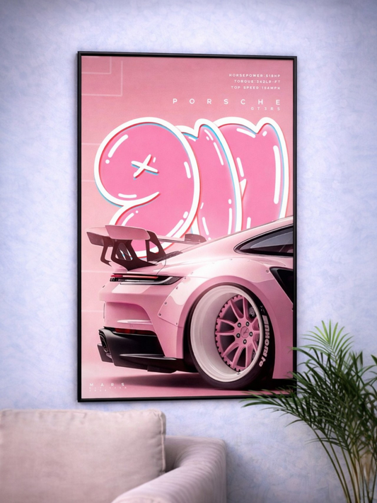 PORSCHE 911 GT3 RS | PINK EDITION #11 | CAR POSTER |(A4 SIZE)