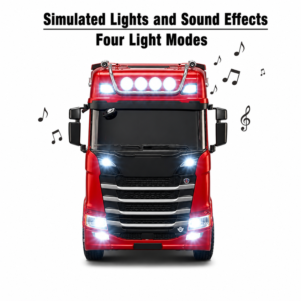 Huina Toys 1501 + 1502 1:18 Scale Scania 770 S V8 RC Tractor Truck | 19CH 2.4GHz RTR with LED Lights Remote Control Truck