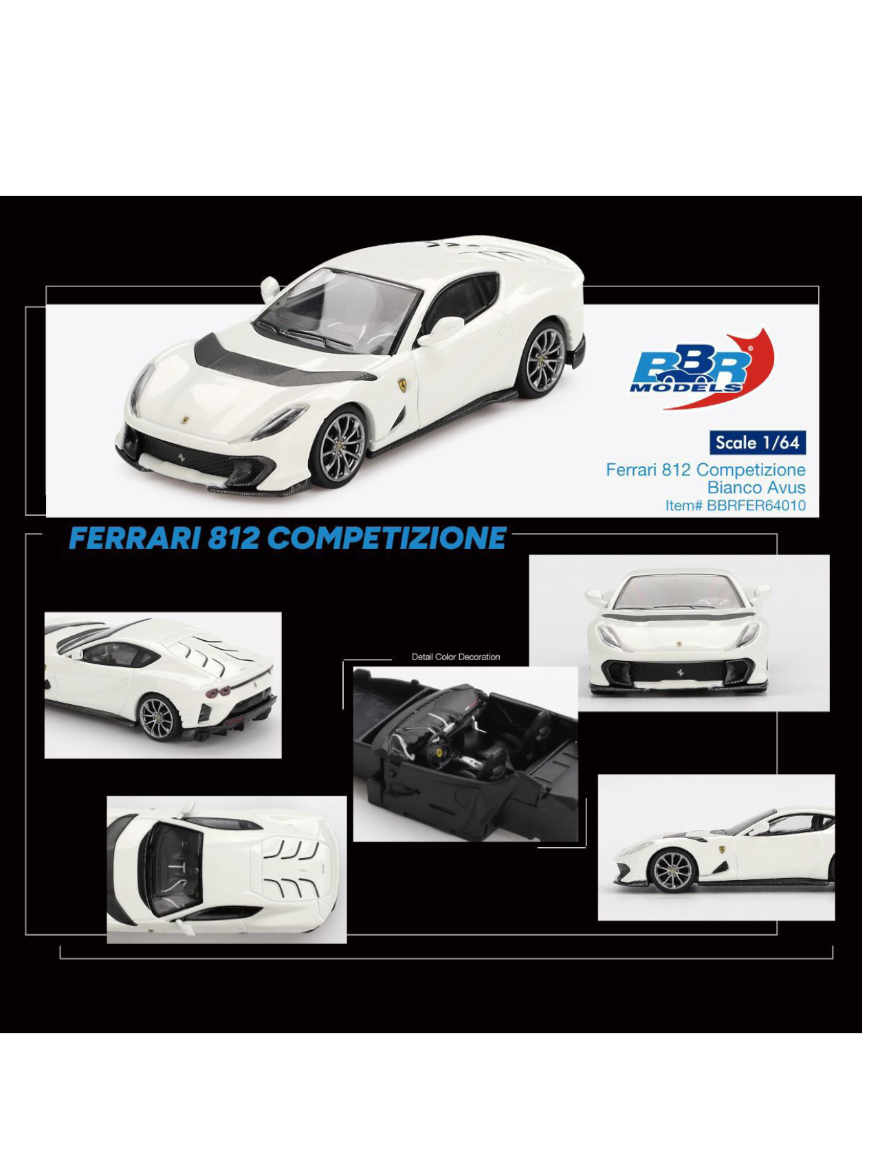 BBR Models Ferrari 812 Competizione Bianco Avus 1:64 Scale