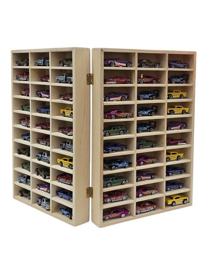 Foldable Wooden 60 Compartment Car Storage Case With Acrylic Cover for 1:64 Scale