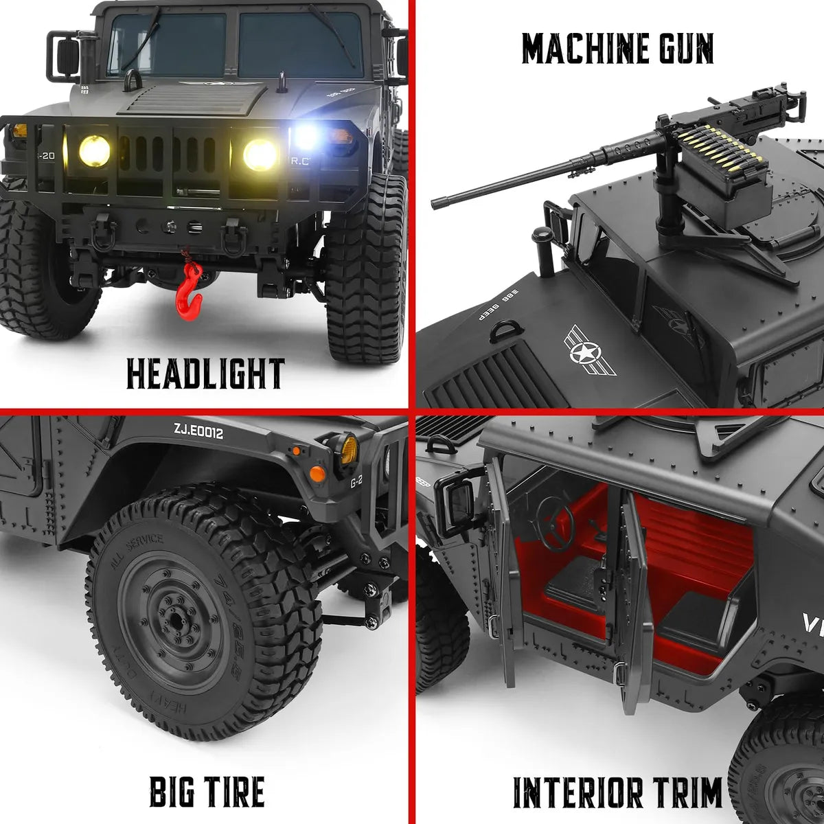 Climbing Car 2.4 GHz Control System, Model Car Door Can Be Opened Trunk is Open, Bettery Compartment Metal Chassis Side Guard Full Scale Simulation 4×4 1:14 Scale Remote Control rc