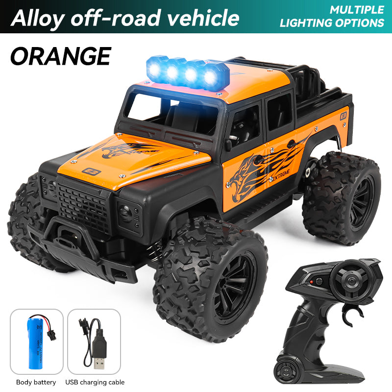 ToyBoi High Speed Remote Control Car 20km/hr Electric Off Road RC Truck with LED Headlights Rechargeable Toy Scale 1/16 Colour Black | Model: TB-RC10