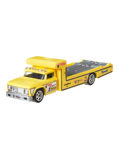 HotWheels Car Culture Team Transport 72 Plymouth Cuda Funny Car Retro Big #4 Imported 1:64 Scale (With Protector)