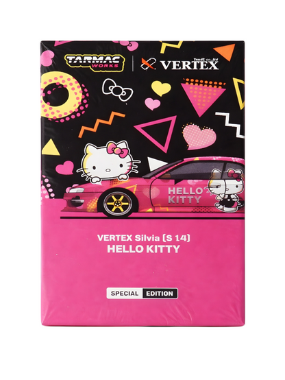 TARMAC Works x Vertex Silvia s14 Hello Kitty Diecast model|Premium Special Edition for Collectors