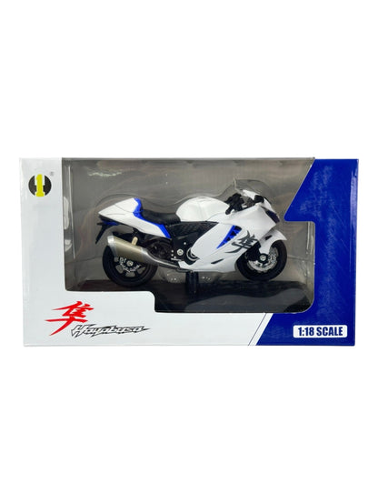 Suzuki Hayabusa Diecast Model Imported 1:18 Scale White/Black Motorcycle