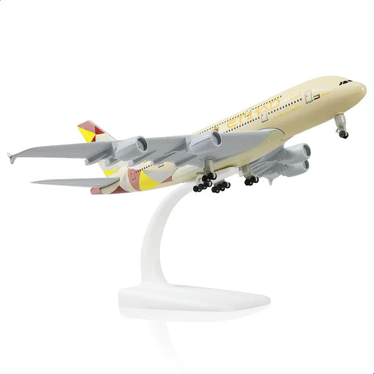Aircraft 'Etihad Form Abu Dhabi A6-ATA Airbus Airplane Diecast Metal Display Stand With Landing Wheels 20cm Scale (No.303)