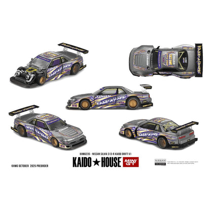 Mini GT Kaido House Nissan Silvia S13-R Kaido Drift V1 Imported 1:64 Scale ( code-235 )