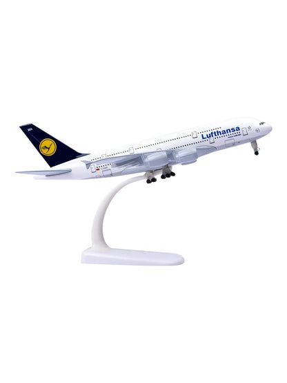 Aircraft 'Lufthansa Airbus A380-800 Airplane Diecast Model (No.305) 20cm" Scale Display Stand With Landing Wheels Model