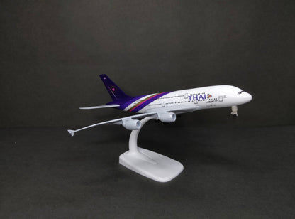 Aircraft 'Thai Airways Airbus A380-800 HS-TUC Diecast Airplane (No.302) 20cm' Scale Display Stand With Landing Wheels