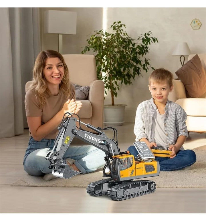 Lian King Toys Remote Control Excavator Toy | Alloy Construction Vehicle | 2.4GHz RC Excavator with Movable Bucket & Realistic Functions 1:20 Scale
