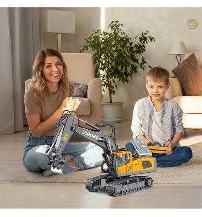 Lian King Toys Remote Control Excavator Toy | Alloy Construction Vehicle | 2.4GHz RC Excavator with Movable Bucket & Realistic Functions 1:20 Scale