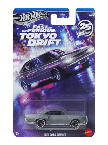 HotWheels Silver Series The Fast And Furious Tokyo Drift 1970 Road Runner Imported Card Art 1:64 Scale