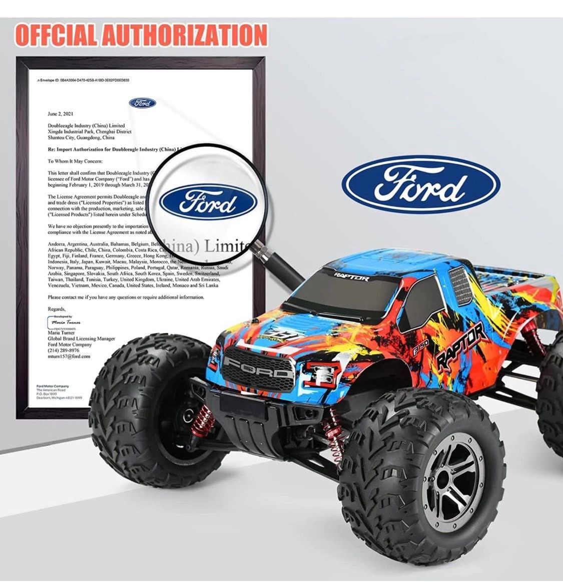Ford Raptor F-150 RC Racing Track 4×4 ( E331-003 ) Remote Control High-Torque Servo, Alloy Differential Gear Alloy Shocks 2.4GHZ , Alloy Sealed Ball Bearing (Top Speed 35Km/H) 1:10 Scale Official Licensed