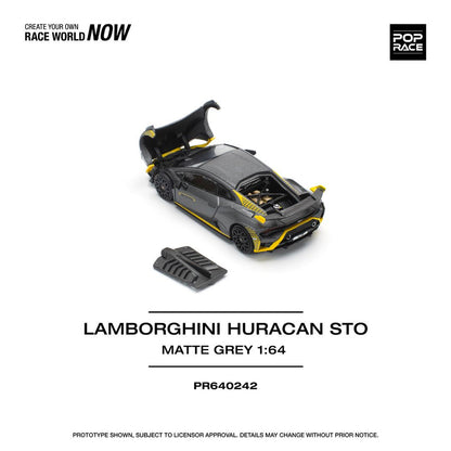 POP Race PR64-242 Lamborghini Huracan STO Matte Grey Imported 1:64 Scale