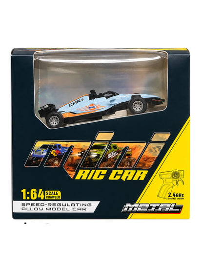 Metal 1:64 Scale RC Racing Car – Metal Alloy Body | 2.4GHz Remote Control | Speed-Regulating Model Car (Yellow/Blue/White)HG4-513