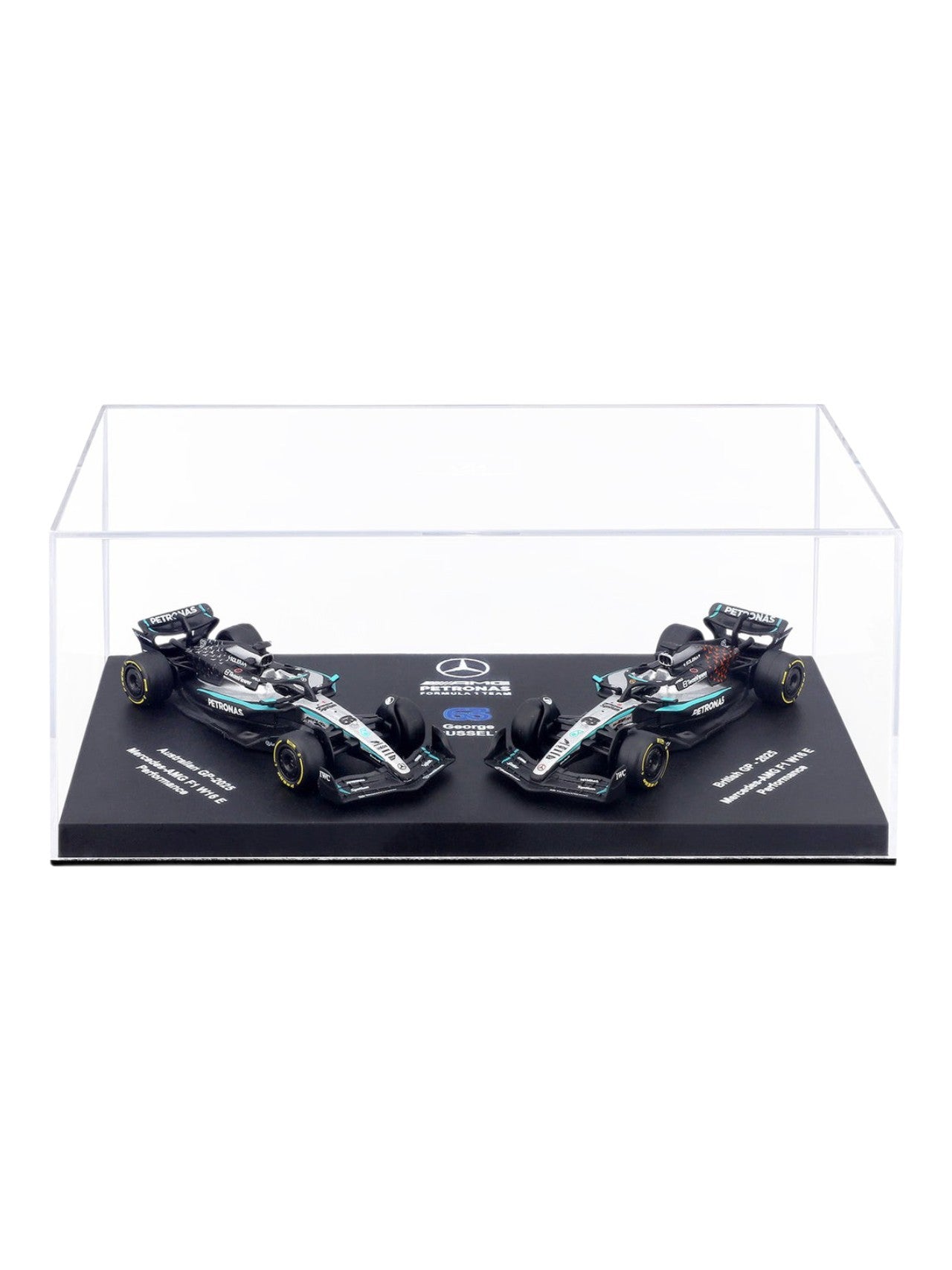 Bburago (18-58020R) Seasonal Livery-2025 Mercedes - Amg F1 W16 E Performance No.63 George Russell 1:64 Scale Diecast Model Acrylic