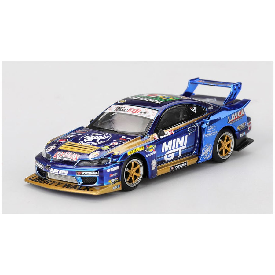 Mini GT Nissan Lbsuper Silhouette S15 Silvia 555 Liberty Walk 2025 Formula Drift ( Code - 1157 ) Imported 1:64 Scale
