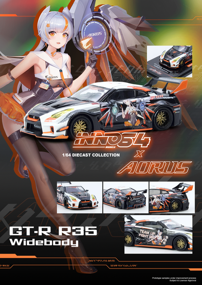 INNO64 GT-R (R35) WIDEBODY AORUS X INNO64 Limited Edition 1:64 Scale Mattel Diecast IN64-R35LB-AORUS